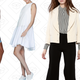 Denim Dress, $28 | Eliza White Dress, $75 | Cream Cropped Blazer, $49 | Cropped Moto Jacket, $28